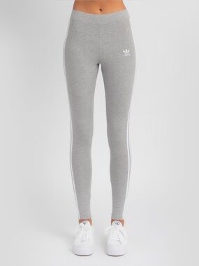 Adidas Originals Grey 3 Stripe Leggings Trefoil Athleisure Activewear Y2K XXS